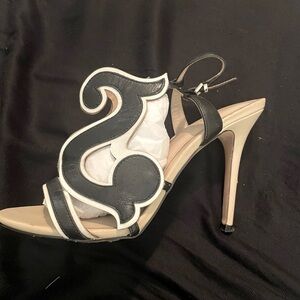 Black and Cream Reiss Sandals with side closure